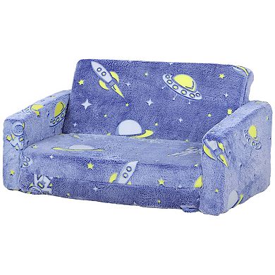 Qaba 2 In 1 Kids Play Couch With Glow In The Dark Space Pattern