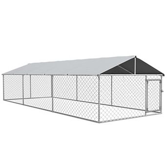 PawHut 19.7ft x 7.5' x 4.9' Outdoor Dog Kennel W/ Waterproof Roof
