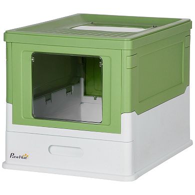 Pawhut Fully Enclosed Cat Litter Box With Front Entry