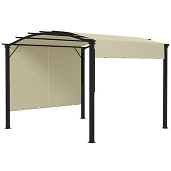 Outsunny 11' X 11' Outdoor Retractable Pergola Canopy For Backyard, Beige