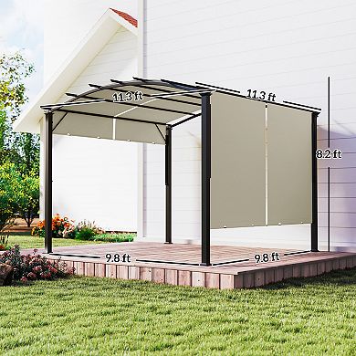 Outsunny 11' x 11' Outdoor Retractable Pergola Canopy for Backyard,