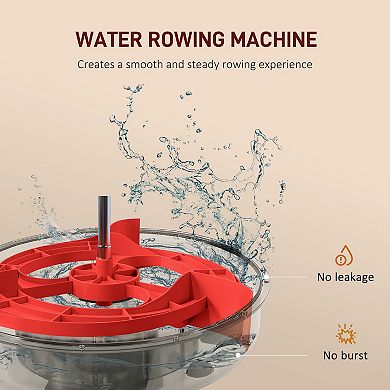 Soozier Foldable Water Rowing Machine With Wheels For Home Gym