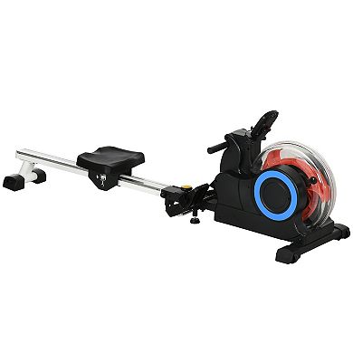 Soozier Foldable Water Rowing Machine With Wheels For Home Gym
