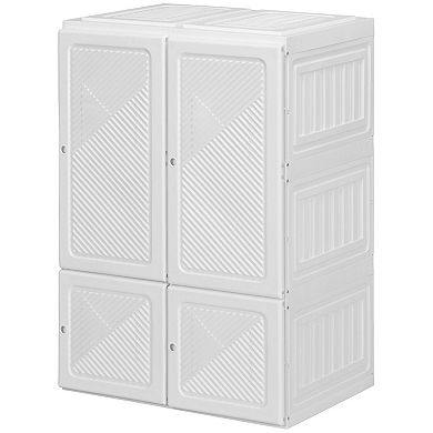 Homcom Portable Wardrobe Closet W/ 3 Cube Compartments & Hanging Rod