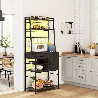 Homcom Led Kitchen Baker's Rack With Charging Station Hooks