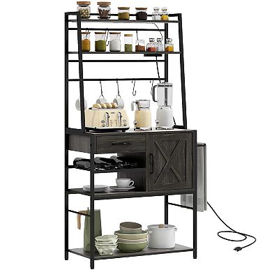 Homcom Led Kitchen Baker's Rack With Charging Station Hooks