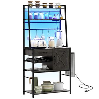 Homcom Led Kitchen Baker's Rack With Charging Station Hooks