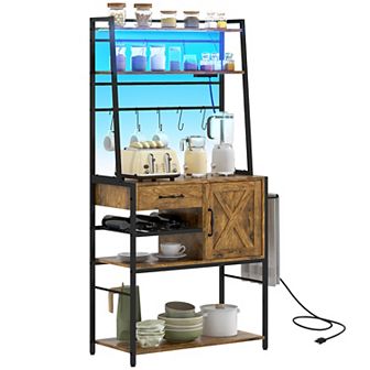 Homcom Led Kitchen Baker's Rack With Charging Station Hooks