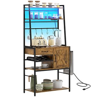 Homcom Led Kitchen Baker's Rack With Charging Station Hooks