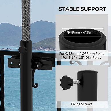 Outsunny Patio Umbrella Holder, Adjustable Deck Mount Bracket For Railing