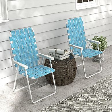 Outsunny 2pc Patio Folding Chairs, Outdoor Camping Chairs