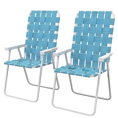 Outsunny 2pc Patio Folding Chairs, Outdoor Camping Chairs