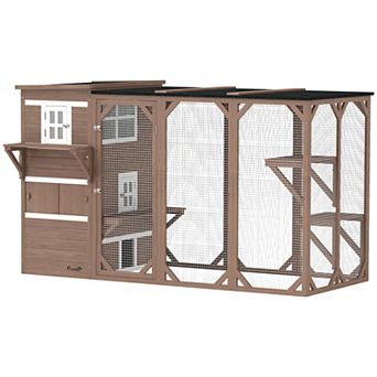 PawHut Catio Outdoor Cat Enclosure, Large Cat House for 3 Kitties,