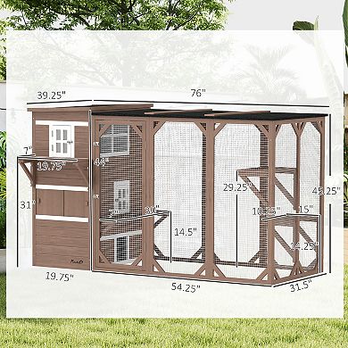PawHut Catio Outdoor Cat Enclosure, Large Cat House for 3 Kitties