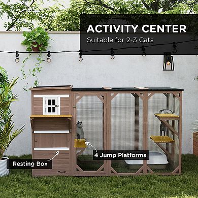 PawHut Catio Outdoor Cat Enclosure, Large Cat House for 3 Kitties