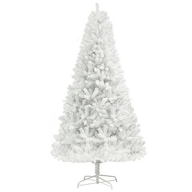 Homcom 6ft Artificial White Christmas Tree, Holiday Décor With Steel Base