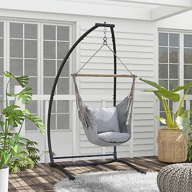 Outsunny Hammock Chair Stand. Metal Frame C Shape Hammock Stand