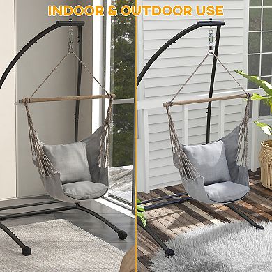 Outsunny Hammock Chair Stand. Metal Frame C Shape Hammock Stand,