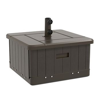 Outsunny Patio Umbrella Base with Wheels, End Table, Planter Box