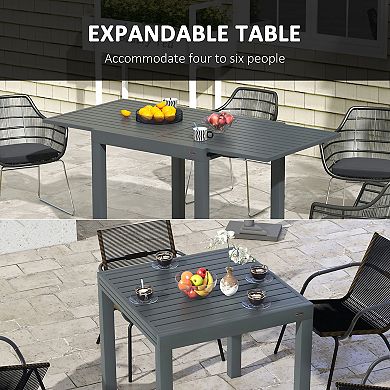 Outsunny Extendable Patio Dining Table For 4-6, Outdoor Dining Table
