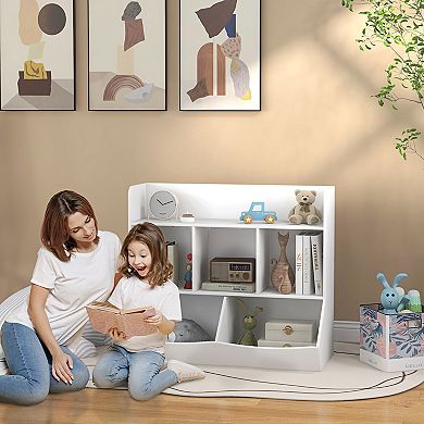 Qaba 3 Tier Kids Toy Shelf With 5 Compartment, Anti-tip Device
