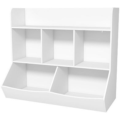 Qaba 3 Tier Kids Toy Shelf With 5 Compartment, Anti-tip Device