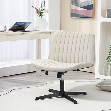 Homcom Fabric Home Office Chair With Adjustable Height, Armless