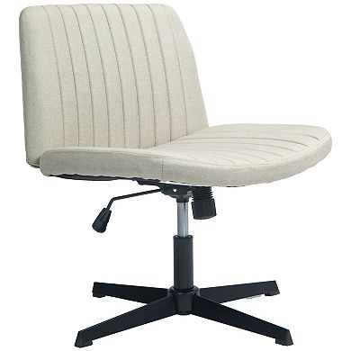 Homcom Fabric Home Office Chair With Adjustable Height, Armless
