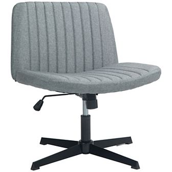 Homcom Fabric Home Office Chair With Adjustable Height, Armless