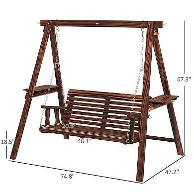 Outsunny 2-Seat Patio Swing Chair, Porch Swing with Stand