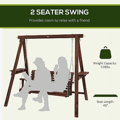 Outsunny 2-Seat Patio Swing Chair, Porch Swing with Stand