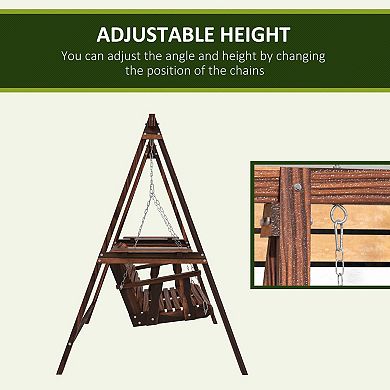 Outsunny 2-Seat Patio Swing Chair, Porch Swing with Stand