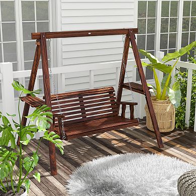 Outsunny 2-Seat Patio Swing Chair, Porch Swing with Stand