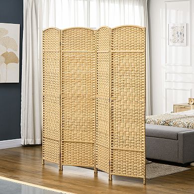 Homcom 4 Panel Room Divider Hand-woven Freestanding Partition