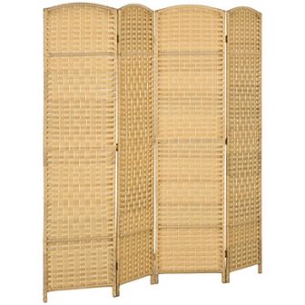 Homcom 4 Panel Room Divider Hand-woven Freestanding Partition