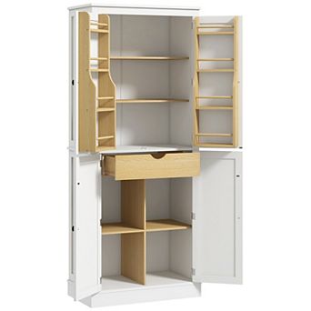 Homcom Kitchen Pantry Cabinet W/ 5 tier Shelving, 8 Spice Racks, Drawer