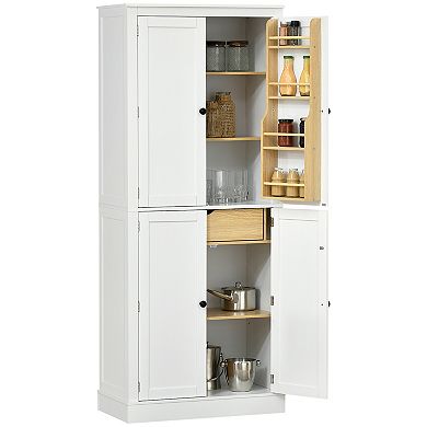 Homcom Kitchen Pantry Cabinet W/ 5-tier Shelving, 8 Spice Racks, Drawer