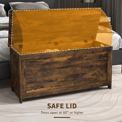 HOMCOM 39.4" Storage Chest w/ 2 Safety Hinges, Wooden Box,