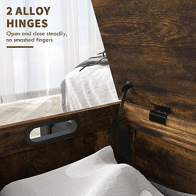 HOMCOM 39.4" Storage Chest w/ 2 Safety Hinges, Wooden Box,