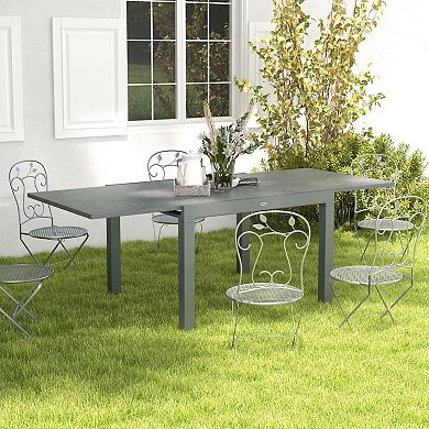 Outsunny Extendabl Outdoor Dining Table, Aluminum Frame Garden Table