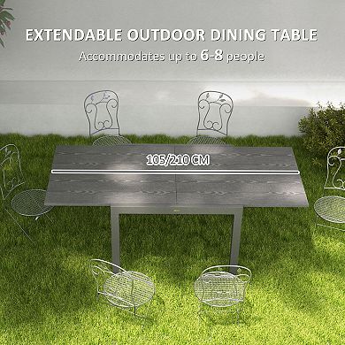 Outsunny Extendabl Outdoor Dining Table, Aluminum Frame Garden Table, Gray