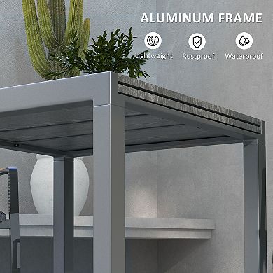 Outsunny Extendabl Outdoor Dining Table, Aluminum Frame Garden Table, Gray