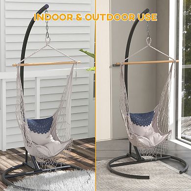 Outsunny Hanging Hammock Chair Stand, Metal Frame Hanging Stand