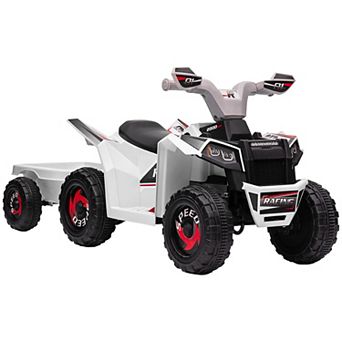 Aosom Kids Atv Quad Car With Back Trailer