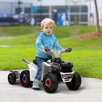 Aosom Kids Atv Quad Car With Back Trailer
