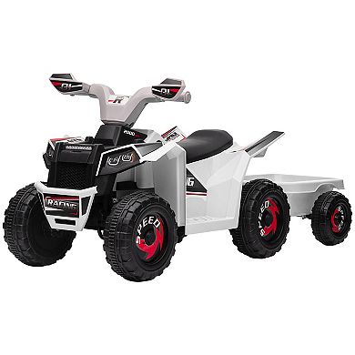 Aosom Kids Atv Quad Car With Back Trailer