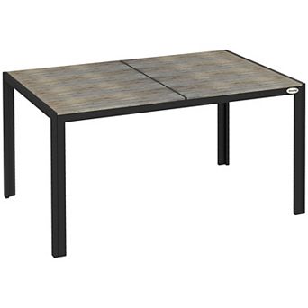 Outsunny Outdoor Dining Table For 6, Aluminum Rectangular Patio Table, Gray
