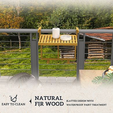 Outsunny Railing Table W/ Adjustable Height, Outdoor Hanging Table