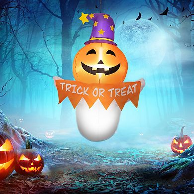 Outsunny 3.4ft Inflatable Halloween Window Sticker Ghost, Led Yard Display