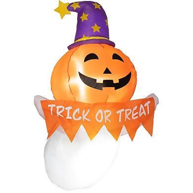 Outsunny 3.4ft Inflatable Halloween Window Sticker Ghost, Led Yard Display